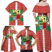 Basque Country Flag Family Matching Off Shoulder Maxi Dress and Hawaiian Shirt Autonomous Community of Spain - Wonder Print Shop