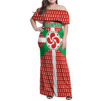 Basque Country Flag Family Matching Off Shoulder Maxi Dress and Hawaiian Shirt Autonomous Community of Spain - Wonder Print Shop
