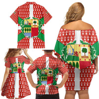 Basque Country Flag Family Matching Off Shoulder Short Dress and Hawaiian Shirt Autonomous Community of Spain - Wonder Print Shop