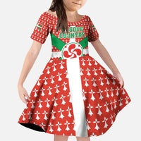 Basque Country Flag Kid Short Sleeve Dress Autonomous Community of Spain - Wonder Print Shop