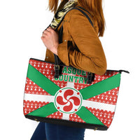 Basque Country Flag Leather Tote Bag Autonomous Community of Spain - Wonder Print Shop