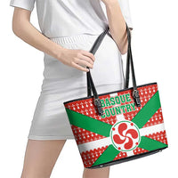 Basque Country Flag Leather Tote Bag Autonomous Community of Spain - Wonder Print Shop