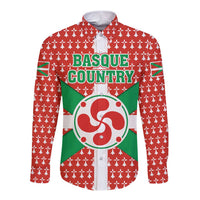 Basque Country Flag Long Sleeve Button Shirt Autonomous Community of Spain - Wonder Print Shop
