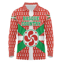 Basque Country Flag Long Sleeve Polo Shirt Autonomous Community of Spain - Wonder Print Shop