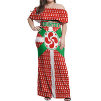 Basque Country Flag Off Shoulder Maxi Dress Autonomous Community of Spain - Wonder Print Shop