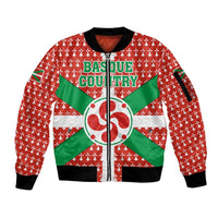 Basque Country Flag Sleeve Zip Bomber Jacket Autonomous Community of Spain - Wonder Print Shop