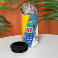Canary Islands Flag 4 in 1 Can Cooler Tumbler Autonomous Community of Spain - Wonder Print Shop