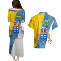 Canary Islands Flag Couples Matching Puletasi and Hawaiian Shirt Autonomous Community of Spain - Wonder Print Shop