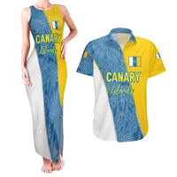 Canary Islands Flag Couples Matching Tank Maxi Dress and Hawaiian Shirt Autonomous Community of Spain - Wonder Print Shop