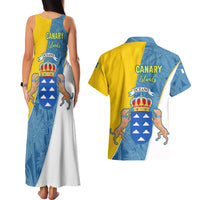 Canary Islands Flag Couples Matching Tank Maxi Dress and Hawaiian Shirt Autonomous Community of Spain - Wonder Print Shop