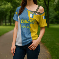 Canary Islands Flag Cross Shoulder Shirt Autonomous Community of Spain - Wonder Print Shop