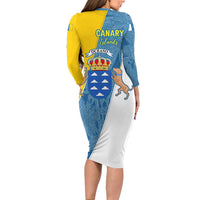 Canary Islands Flag Family Matching Long Sleeve Bodycon Dress and Hawaiian Shirt Autonomous Community of Spain - Wonder Print Shop