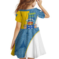 Canary Islands Flag Family Matching Off The Shoulder Long Sleeve Dress and Hawaiian Shirt Autonomous Community of Spain - Wonder Print Shop