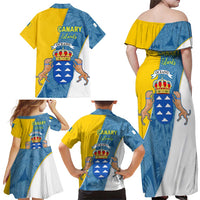Canary Islands Flag Family Matching Off Shoulder Maxi Dress and Hawaiian Shirt Autonomous Community of Spain - Wonder Print Shop