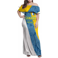 Canary Islands Flag Family Matching Off Shoulder Maxi Dress and Hawaiian Shirt Autonomous Community of Spain - Wonder Print Shop