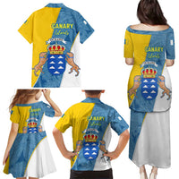 Canary Islands Flag Family Matching Puletasi and Hawaiian Shirt Autonomous Community of Spain - Wonder Print Shop