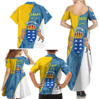 Canary Islands Flag Family Matching Summer Maxi Dress and Hawaiian Shirt Autonomous Community of Spain - Wonder Print Shop