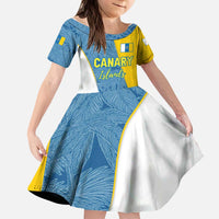Canary Islands Flag Kid Short Sleeve Dress Autonomous Community of Spain - Wonder Print Shop