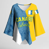 Canary Islands Flag Kimono Sleeve Blouse Autonomous Community of Spain - Wonder Print Shop