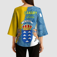 Canary Islands Flag Kimono Sleeve Blouse Autonomous Community of Spain - Wonder Print Shop