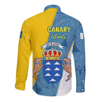 Canary Islands Flag Long Sleeve Button Shirt Autonomous Community of Spain - Wonder Print Shop