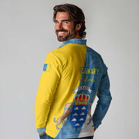 Canary Islands Flag Long Sleeve Polo Shirt Autonomous Community of Spain - Wonder Print Shop