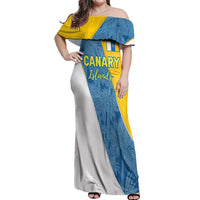 Canary Islands Flag Off Shoulder Maxi Dress Autonomous Community of Spain - Wonder Print Shop