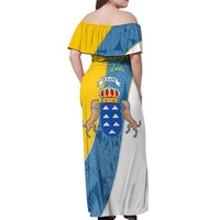 Canary Islands Flag Off Shoulder Maxi Dress Autonomous Community of Spain - Wonder Print Shop