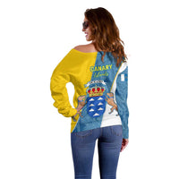 Canary Islands Flag Off Shoulder Sweater Autonomous Community of Spain - Wonder Print Shop