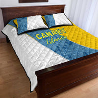 Canary Islands Flag Quilt Bed Set Autonomous Community of Spain - Wonder Print Shop