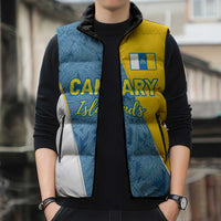Canary Islands Flag Sleeveless Puffer Jacket Autonomous Community of Spain - Wonder Print Shop
