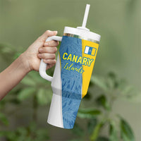 Canary Islands Flag Tumbler With Handle Autonomous Community of Spain - Wonder Print Shop