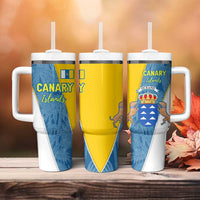 Canary Islands Flag Tumbler With Handle Autonomous Community of Spain - Wonder Print Shop