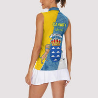 Canary Islands Flag Women Sleeveless Polo Shirt Autonomous Community of Spain - Wonder Print Shop