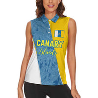 Canary Islands Flag Women Sleeveless Polo Shirt Autonomous Community of Spain - Wonder Print Shop