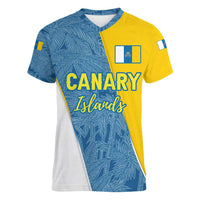 Canary Islands Flag Women V-Neck T-Shirt Autonomous Community of Spain - Wonder Print Shop