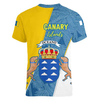 Canary Islands Flag Women V-Neck T-Shirt Autonomous Community of Spain - Wonder Print Shop