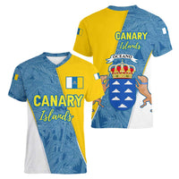 Canary Islands Flag Women V-Neck T-Shirt Autonomous Community of Spain - Wonder Print Shop
