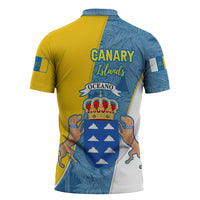 Canary Islands Flag Zipper Polo Shirt Autonomous Community of Spain - Wonder Print Shop