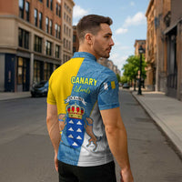 Canary Islands Flag Zipper Polo Shirt Autonomous Community of Spain - Wonder Print Shop