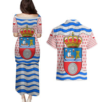 Cantabria Flag Couples Matching Puletasi and Hawaiian Shirt Autonomous Community of Spain - Wonder Print Shop
