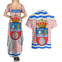 Cantabria Flag Couples Matching Summer Maxi Dress and Hawaiian Shirt Autonomous Community of Spain - Wonder Print Shop