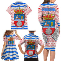 Cantabria Flag Family Matching Long Sleeve Bodycon Dress and Hawaiian Shirt Autonomous Community of Spain - Wonder Print Shop