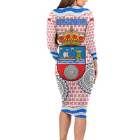 Cantabria Flag Family Matching Long Sleeve Bodycon Dress and Hawaiian Shirt Autonomous Community of Spain - Wonder Print Shop