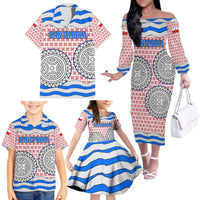 Cantabria Flag Family Matching Off The Shoulder Long Sleeve Dress and Hawaiian Shirt Autonomous Community of Spain - Wonder Print Shop