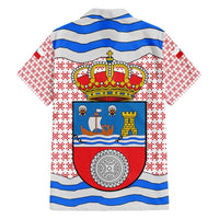 Cantabria Flag Family Matching Off Shoulder Maxi Dress and Hawaiian Shirt Autonomous Community of Spain - Wonder Print Shop