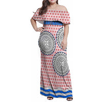 Cantabria Flag Family Matching Off Shoulder Maxi Dress and Hawaiian Shirt Autonomous Community of Spain - Wonder Print Shop