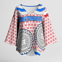 Cantabria Flag Kimono Sleeve Blouse Autonomous Community of Spain - Wonder Print Shop