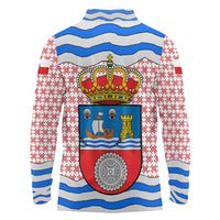 Cantabria Flag Long Sleeve Polo Shirt Autonomous Community of Spain - Wonder Print Shop