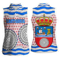 Cantabria Flag Women Sleeveless Polo Shirt Autonomous Community of Spain - Wonder Print Shop